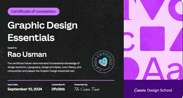 Canva Graphic Design Essential Certificate